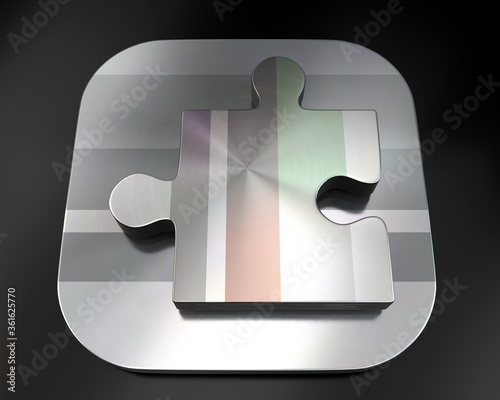 3d brushed metal puzzle part icon