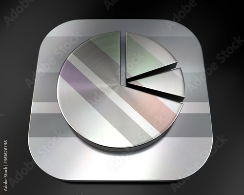 3d brushed metal pie chart icon