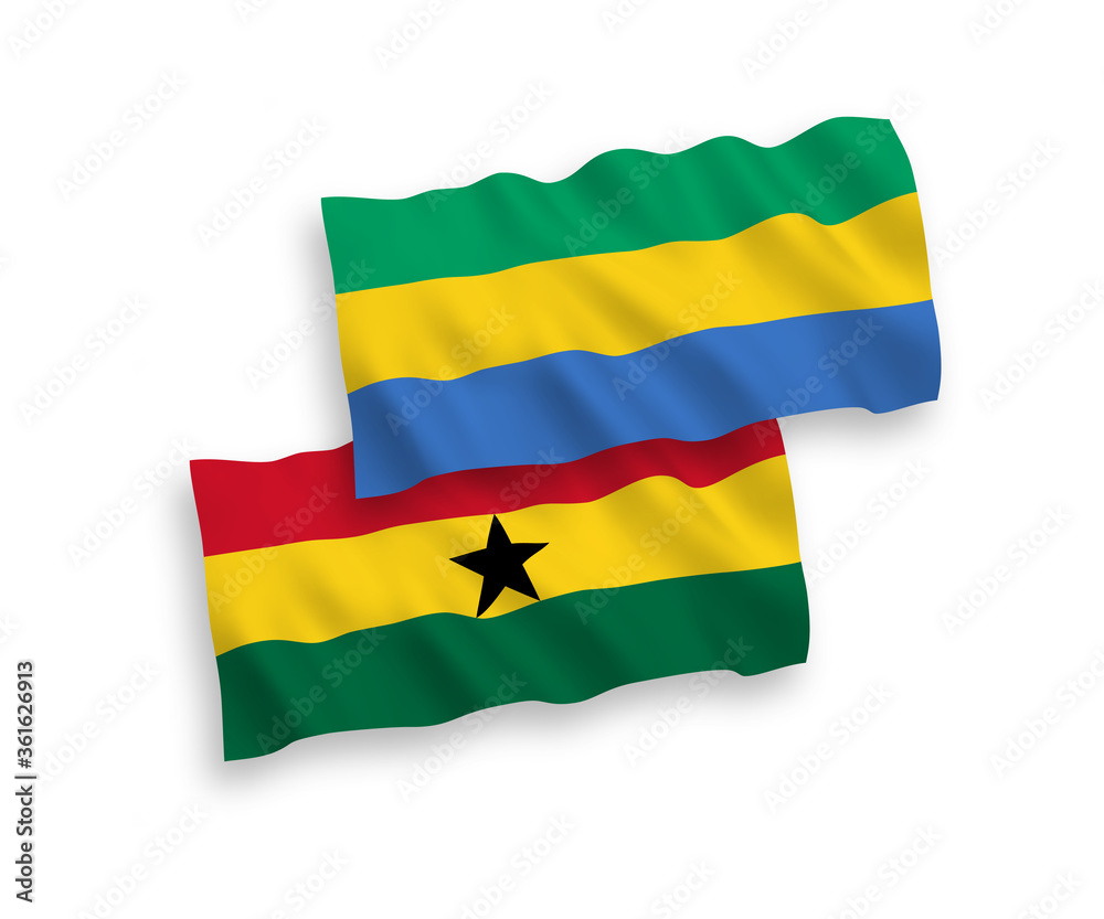 Flags of Gabon and Ghana on a white background Flags of Gabon and Ghana on a white background