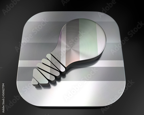 3d brushed metal light bulb icon