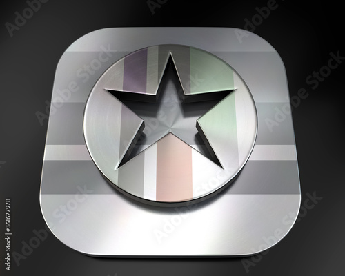 3d brushed metal star icon
