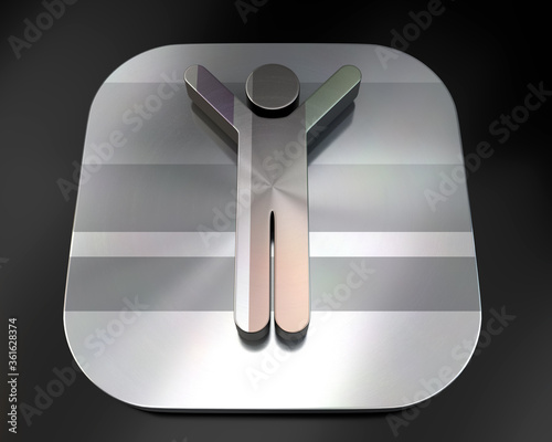 3d brushed metal happy character icon