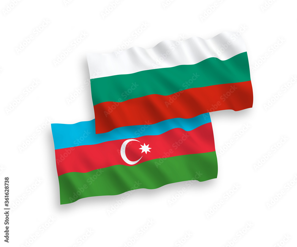 Flags of Azerbaijan and Bulgaria on a white background