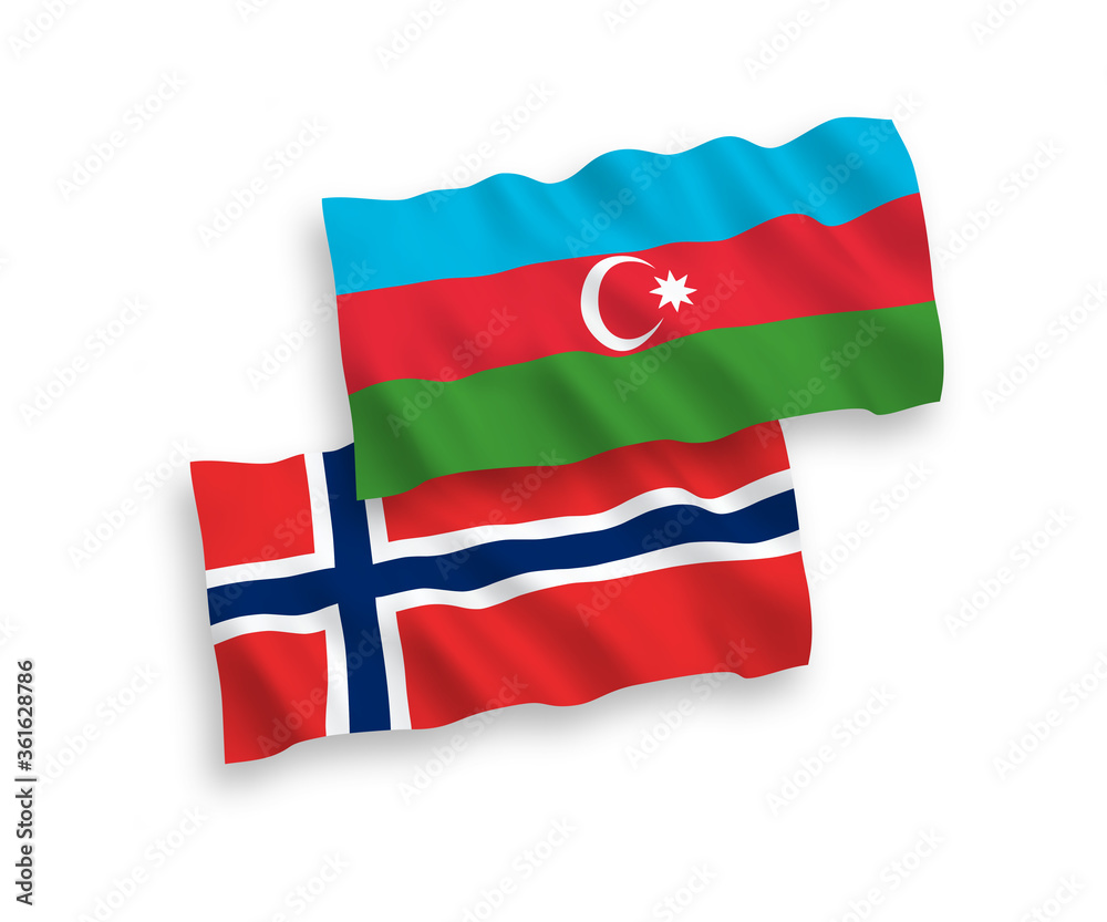 Flags of Norway and Azerbaijan on a white background