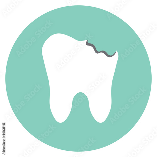 teeth with caries, medical icon, vector flat illustration, symbols for web, apps, print.