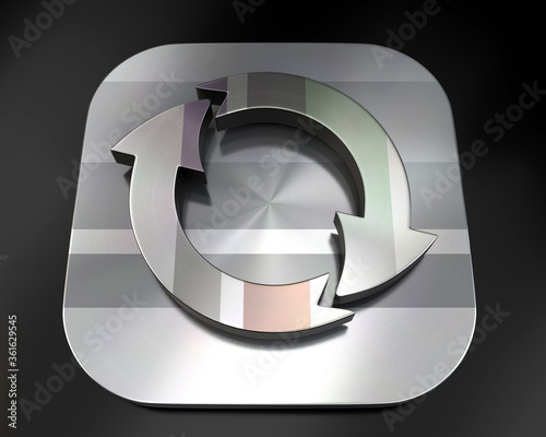 3d brushed metal arrows in circle icon