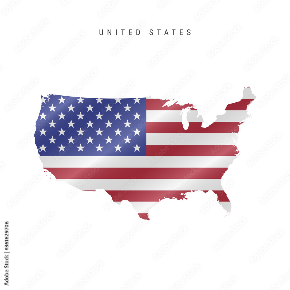 Waving flag map of the United States. Vector illustration Waving flag map of the United States. Vector illustration