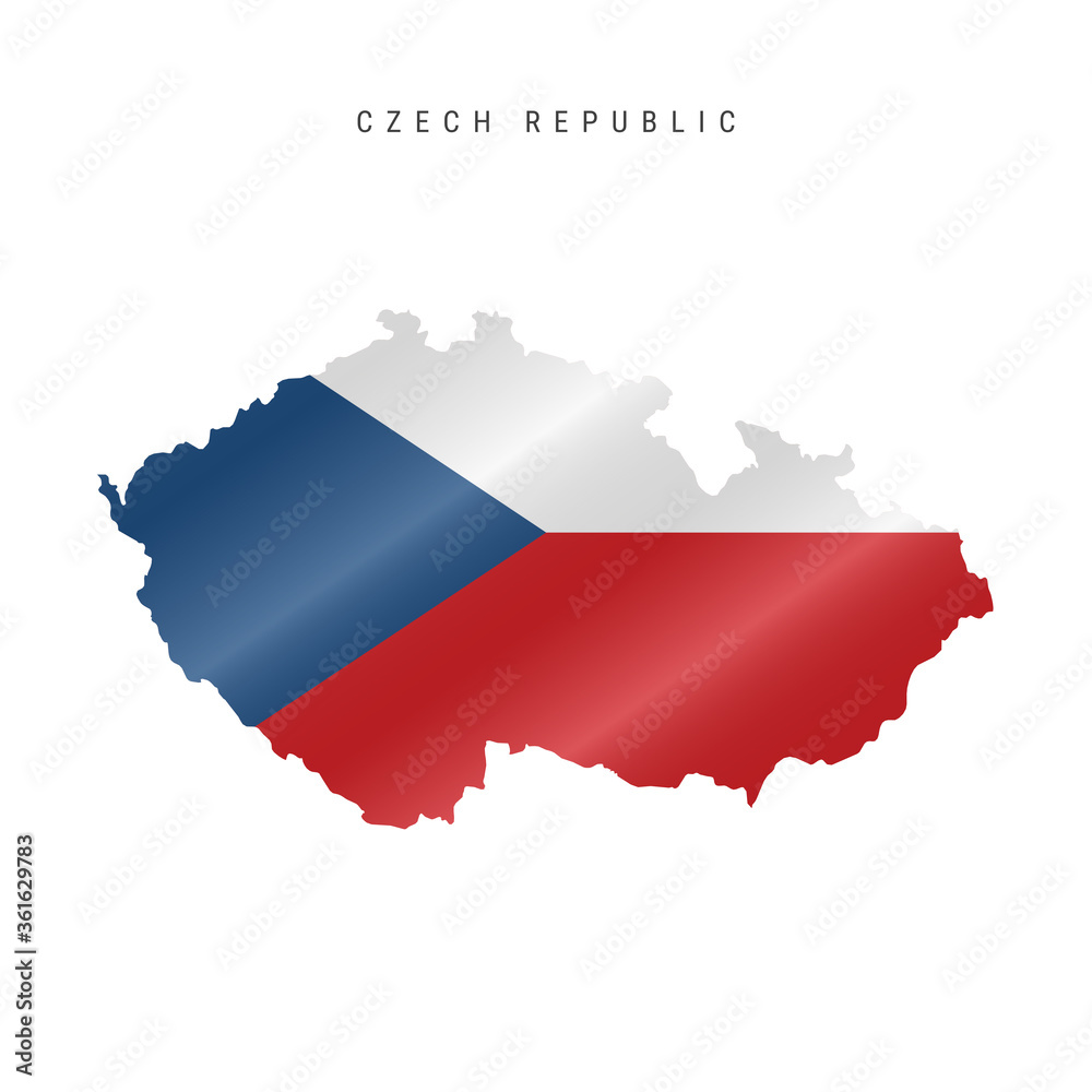 Waving flag map of Czech Republic. Vector illustration