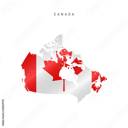 Waving flag map of Canada. Vector illustration
