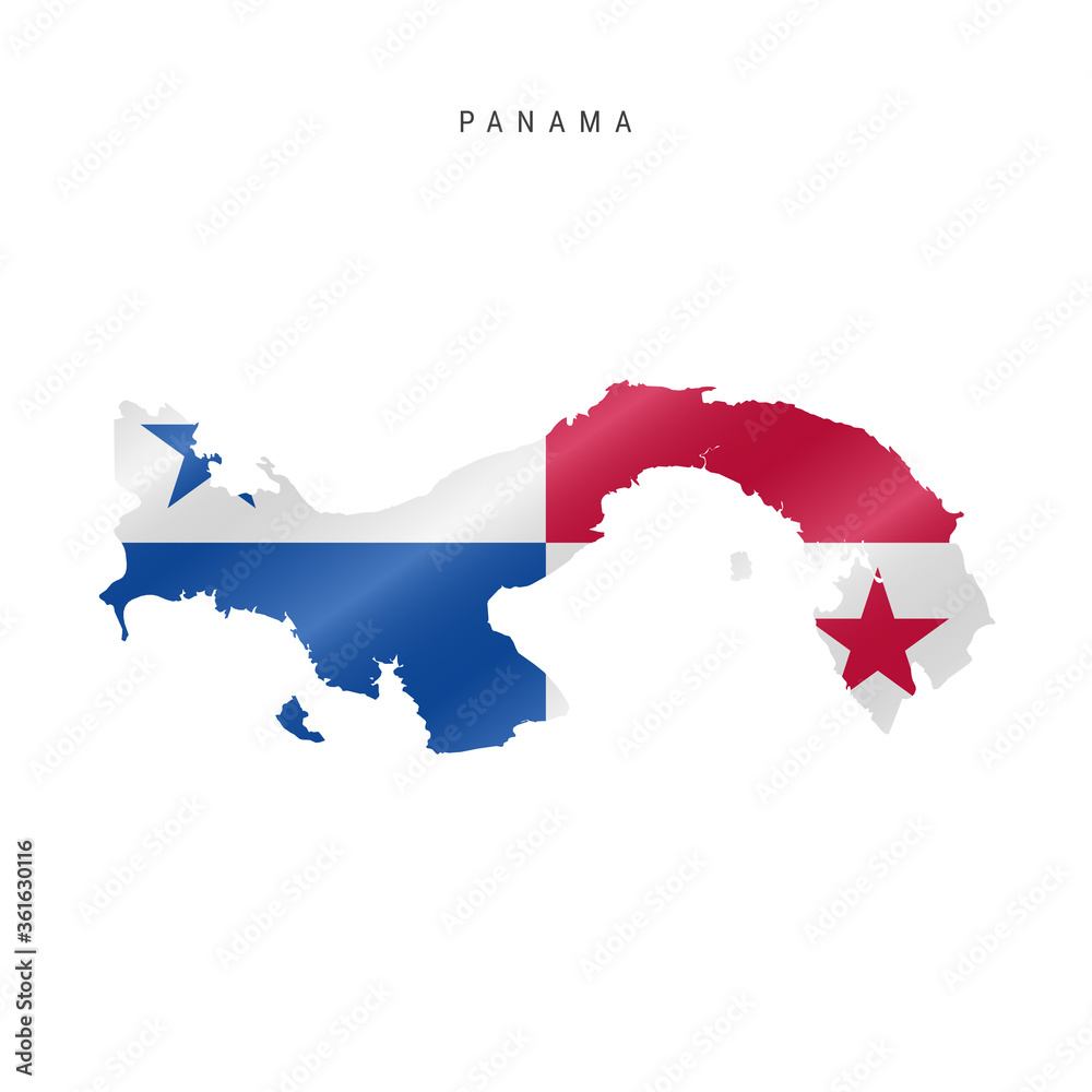Fototapeta premium Waving flag map of Panama. Vector illustration