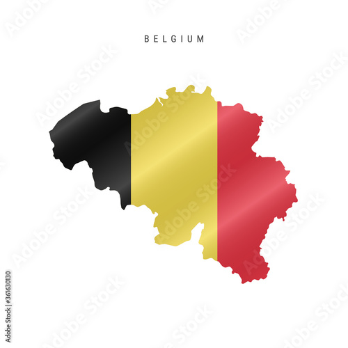 Waving flag map of Belgium. Vector illustration