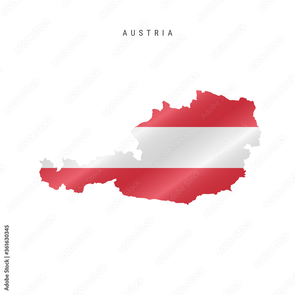 Fototapeta premium Waving flag map of Austria. Vector illustration