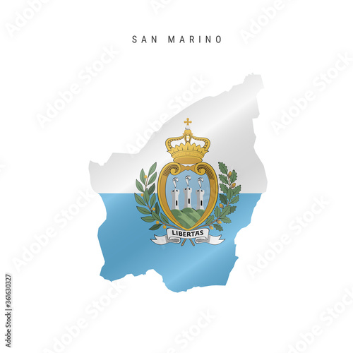 Waving flag map of San Marino. Vector illustration