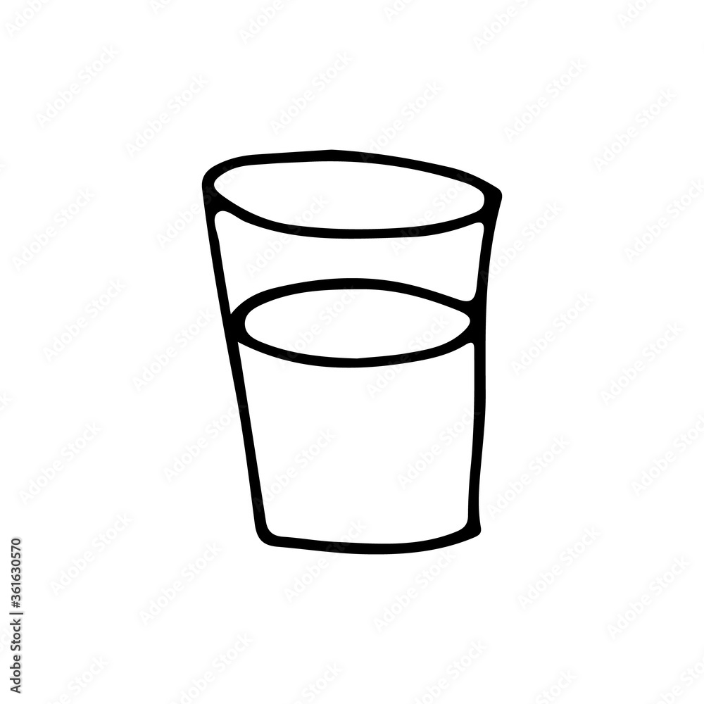 Doodle glass of water in vector isolated on white backgroun. Hand drawn glass of water in vector isolated on white background Doodle glass of water in vector isolated on white backgroun. Hand drawn glass of water in vector isolated on white background