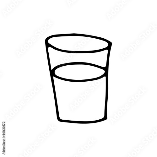 Doodle glass of water in vector isolated on white backgroun. Hand drawn glass of water in vector isolated on white background