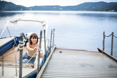 Young woman on the boat