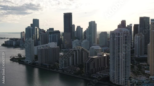 Wallpaper Mural Aerial view of Miami Downtown Florida Drone in the city  Torontodigital.ca