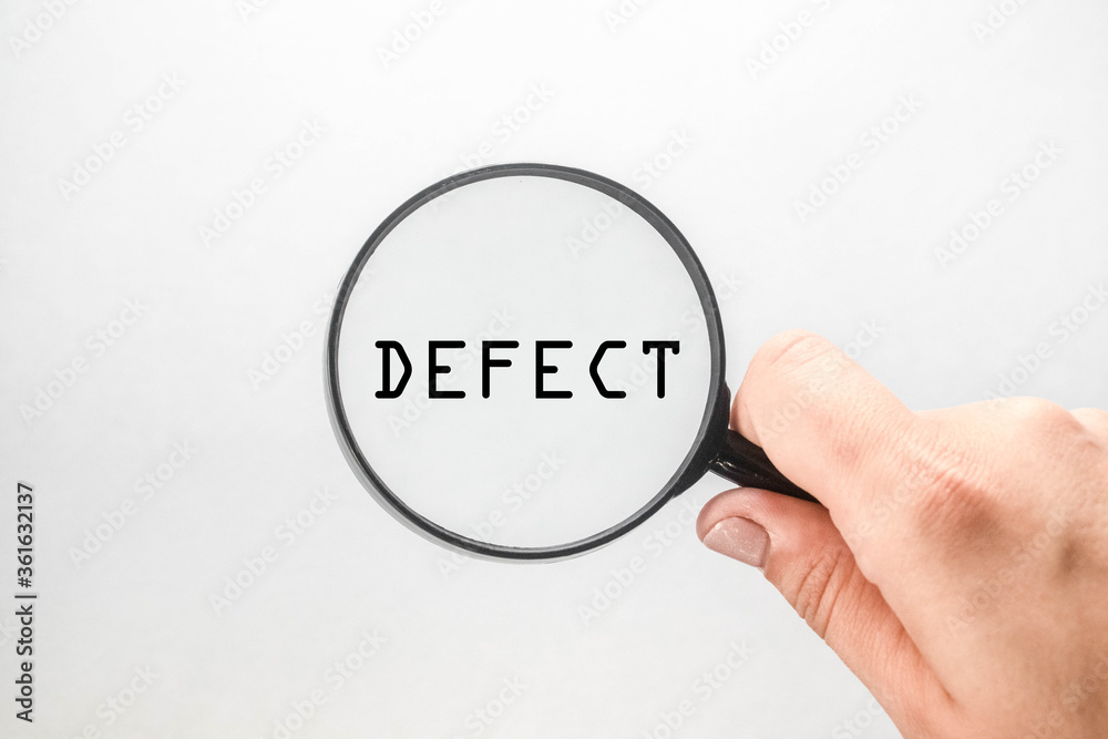 defect in a magnifying glass on a white background defect in a magnifying glass on a white background