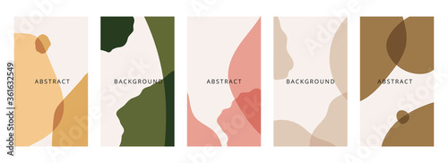 Abstract shapes minimal background vector set. Trendy style cover design for social media posts and stories, cover, web, invitation, and print.