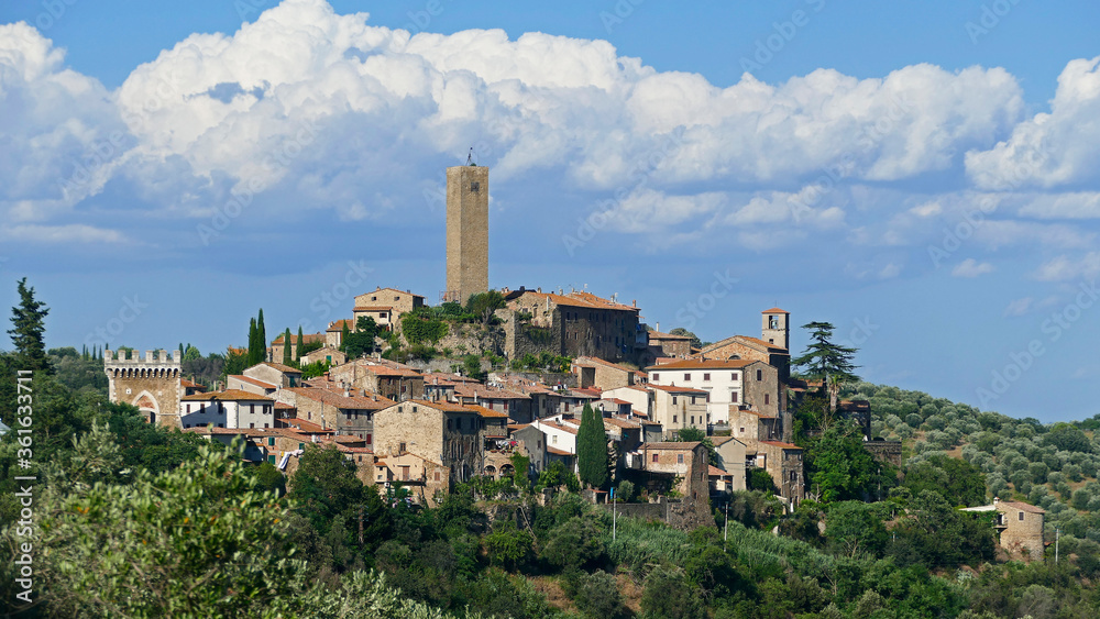 Cityscape of a small medieval village in southern Tuscany in Italy: Pereta