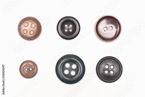 Old buttons collection isolated on the white background.