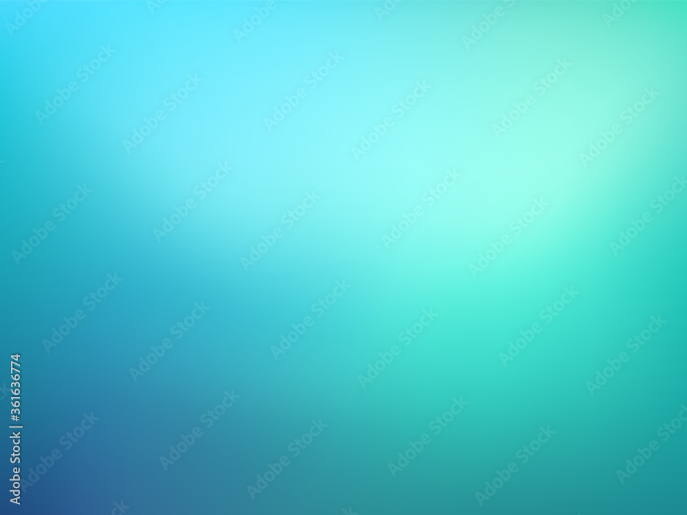 Abstract teal blue gradient background. Blurred turquoise water backdrop. Vector illustration for your graphic design, banner, summer or aqua poster