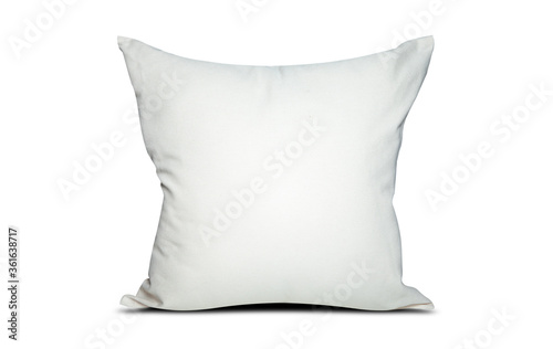 close up of a white pillow isolated on white background