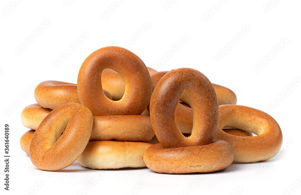 small fragrant vanilla bagels on a white background small fragrant vanilla bagels on a white background