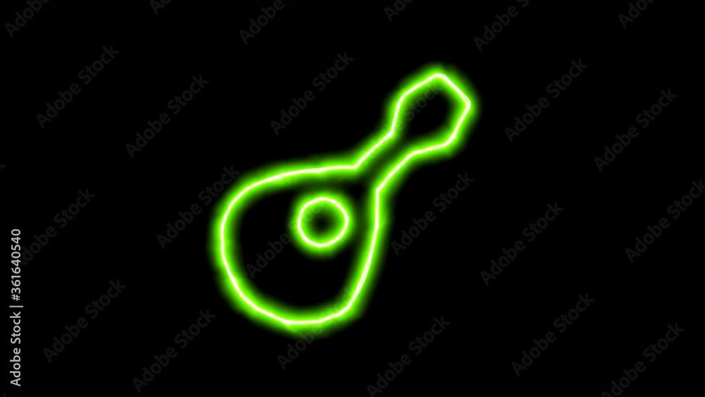 The appearance of the green neon symbol mandolin. Flicker, In - Out. Alpha channel Premultiplied - Matted with color black The appearance of the green neon symbol mandolin. Flicker, In - Out. Alpha channel Premultiplied - Matted with color black