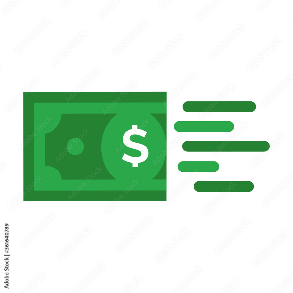 Fast Send Money Transfer Funds Payment Vector Icon. Flying Dollar Money Send Logo. Fast Send Money Transfer Funds Payment Vector Icon. Flying Dollar Money Send Logo.