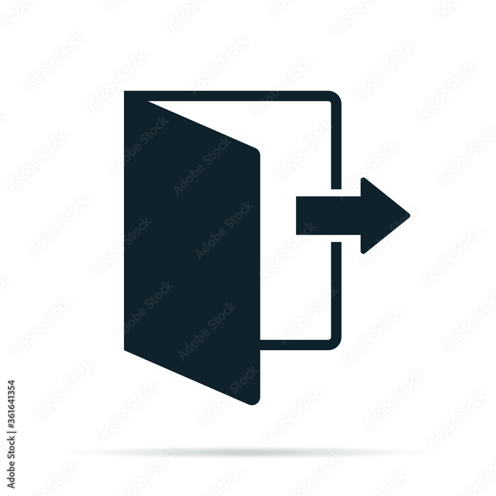 Exit icon. Output and output symbol, socket, output. Flat vector illustration eps 10