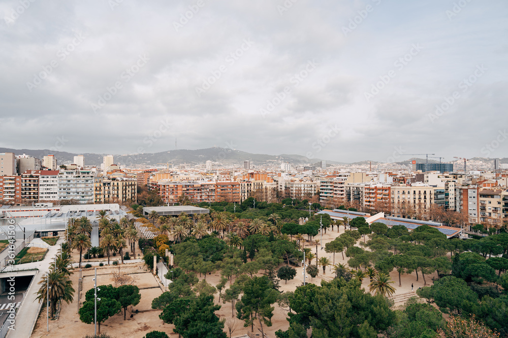 Cityscape view of the city of Barcelona in Spain.