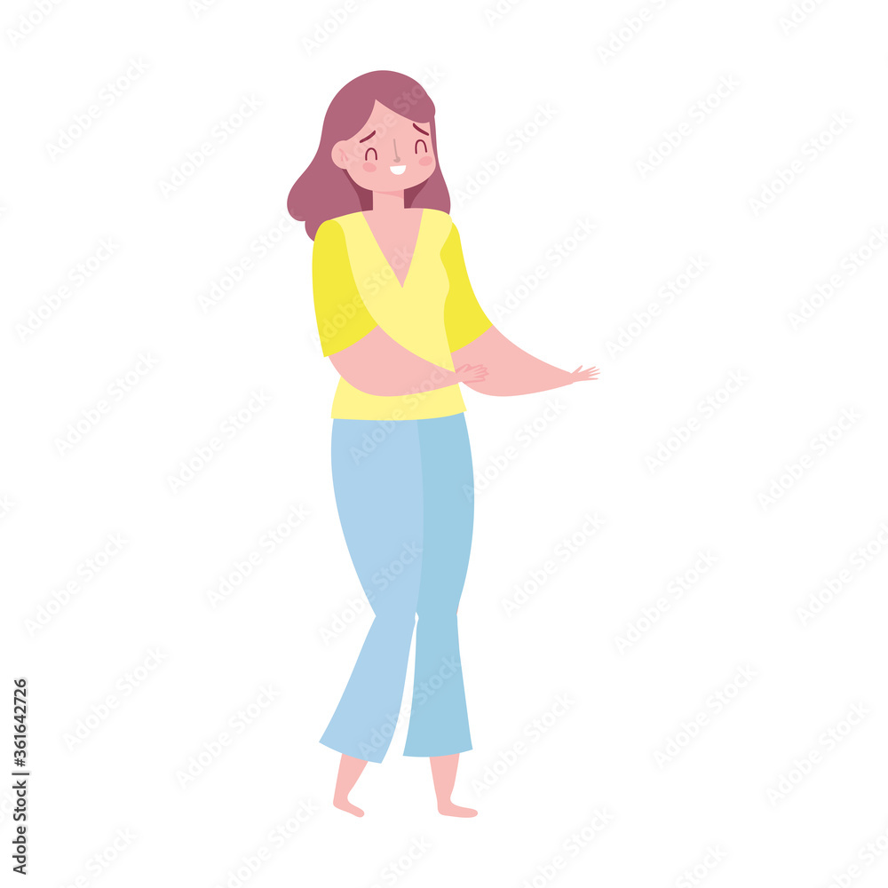 young woman character female standing isolated icon design white background young woman character female standing isolated icon design white background