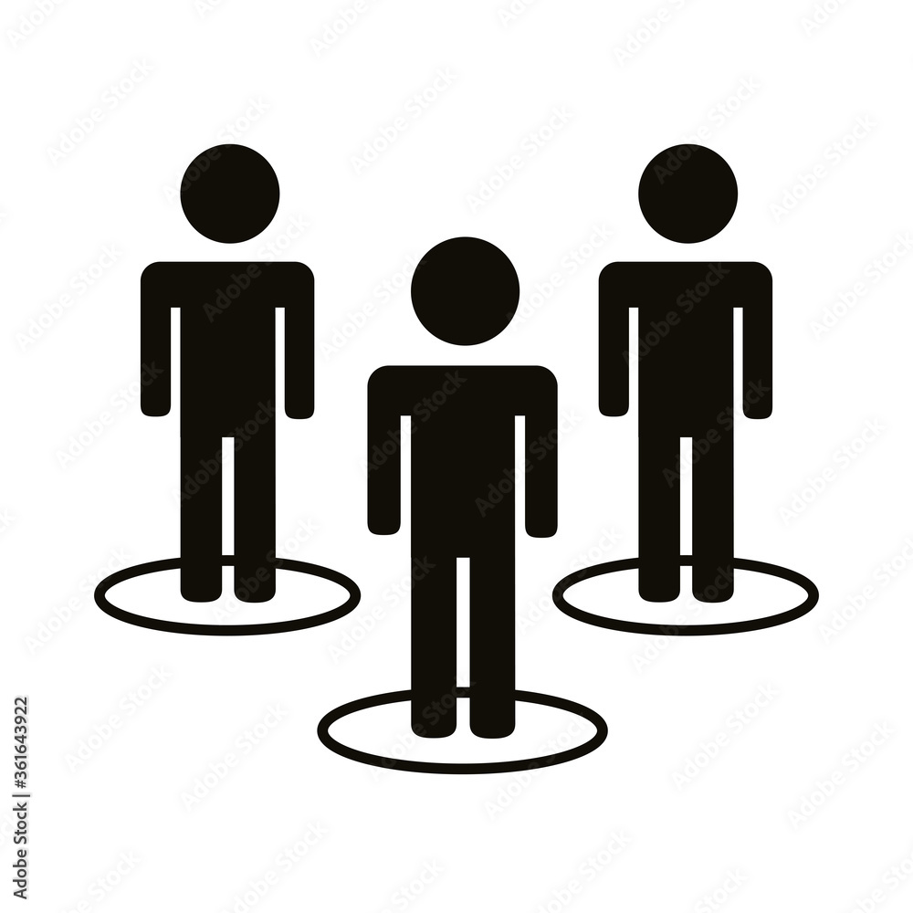 group of humans distance social silhouette style group of humans distance social silhouette style