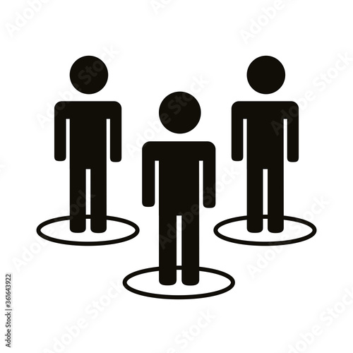 group of humans distance social silhouette style