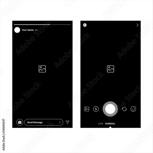 Instagram Stories and Instagram Camera Mobile Interface Vector Illustration On White Background