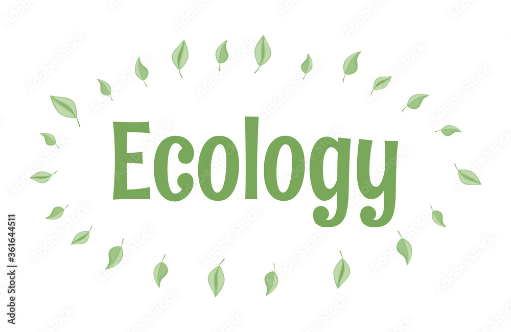Fototapeta premium Ecology vector flat logo design. Save the planet, eco-friendly lifestyle, green energy, organic food, zero waste, recycling, environment preservation, ecology protection company label concept.