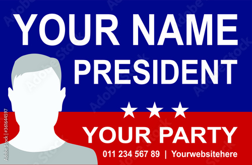 Political campaign lawn sign template for elections politicians candidate customize promotional banner flyer vector illustration EPS