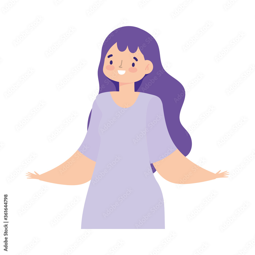 young woman character female standing isolated icon design white background young woman character female standing isolated icon design white background