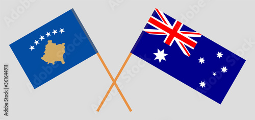 Crossed flags of Kosovo and Australia