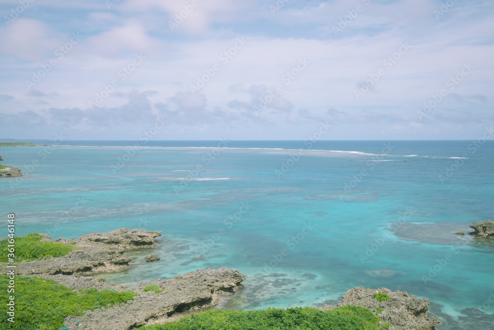 
Okinawa,Japan-June 21, 2020: Beautiful coral reef at Miyako island, Okinawa, Japan
