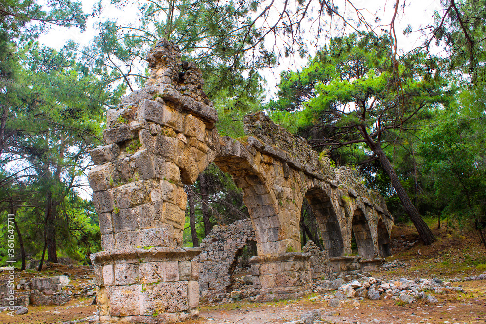 Ruins in Phaselis ancient City in Antalya