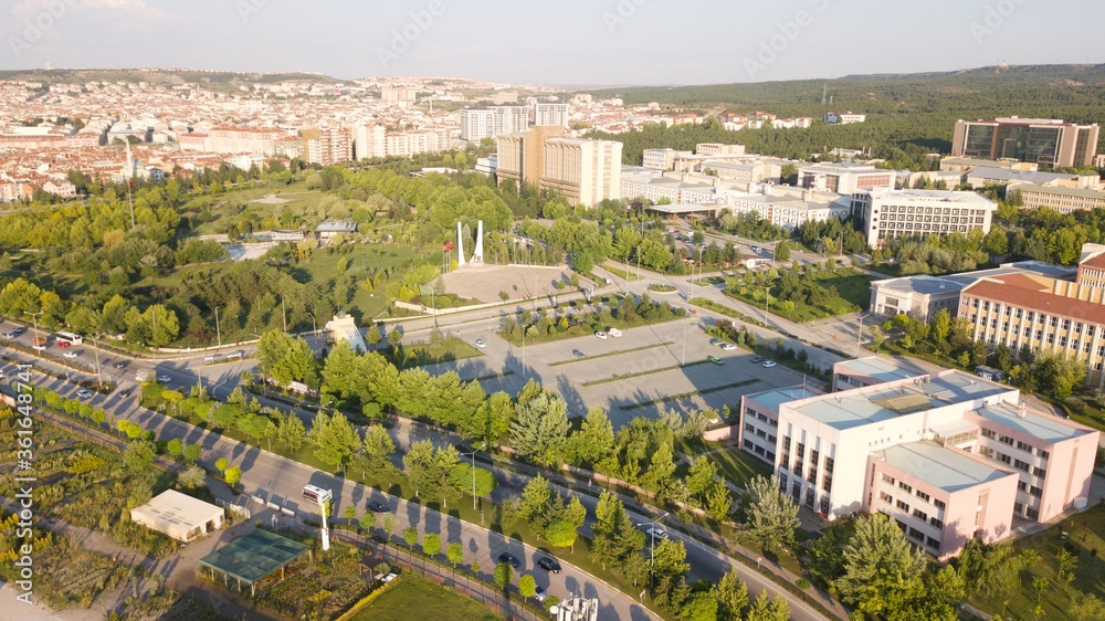 Eskisehir/Turkey - July 2020: Aerial view of Osmangazi University 