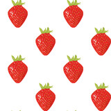 Crooked tasty ripe sweet strawberry. Seamless pattern. Vector Illustration