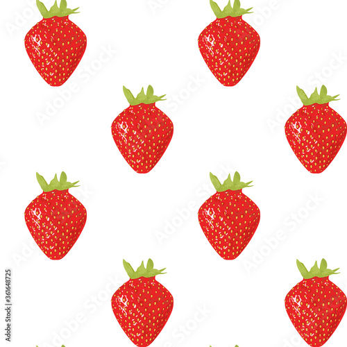 Fototapeta Naklejka Na Ścianę i Meble -  Crooked tasty ripe sweet strawberry. Seamless pattern. Vector Illustration