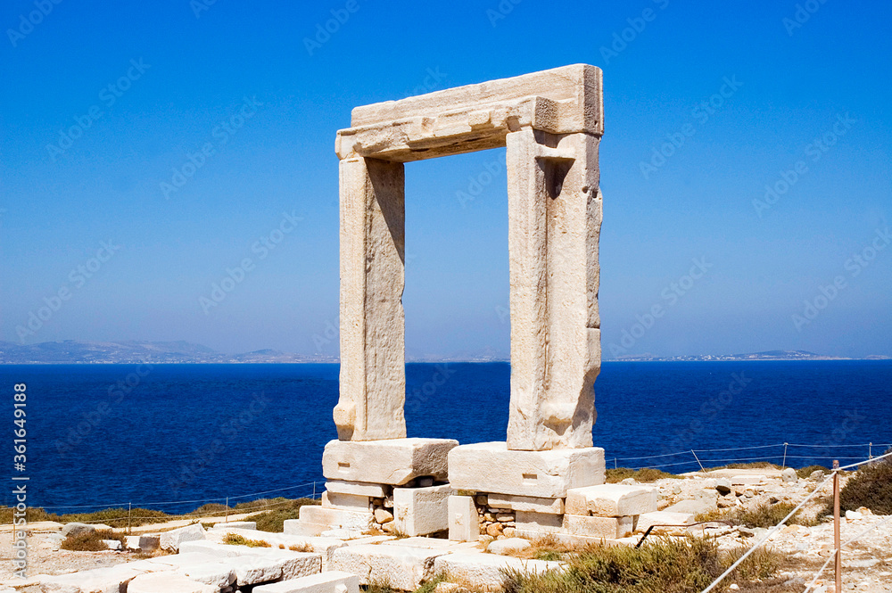 Title: naxos island, greece, vacation, island, ruins, portara, gate