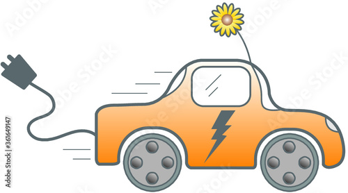 Electric car with plug