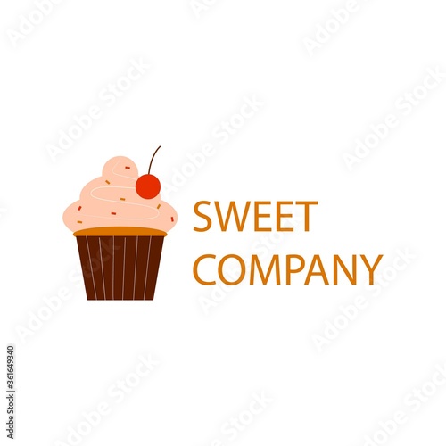 logo for a pastry shop  cafe. image with baking and food. cute pancake. sweet cupcake.
