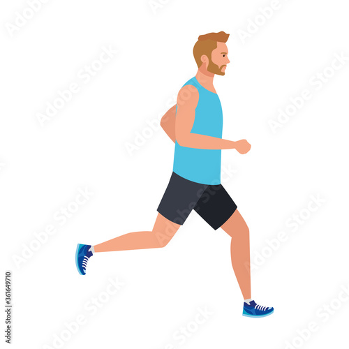 man running, man in sportswear jogging, male athlete, sporty person vector illustration design © Gstudio