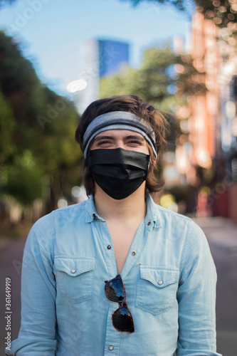 Portrait of a man in a mask during the pandemic